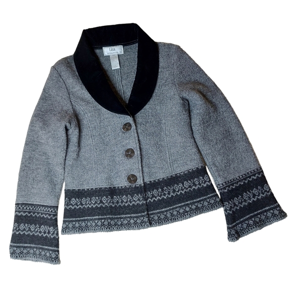 Elegant 100% Grey Wool Jacket Size Small - Picture 1 of 13